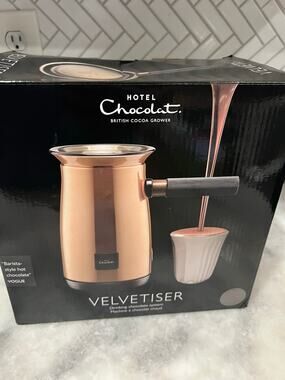 Hotel Chocolat Velvetiser Hot Chocolate Maker Milk Frother Charcoal Copper w Box